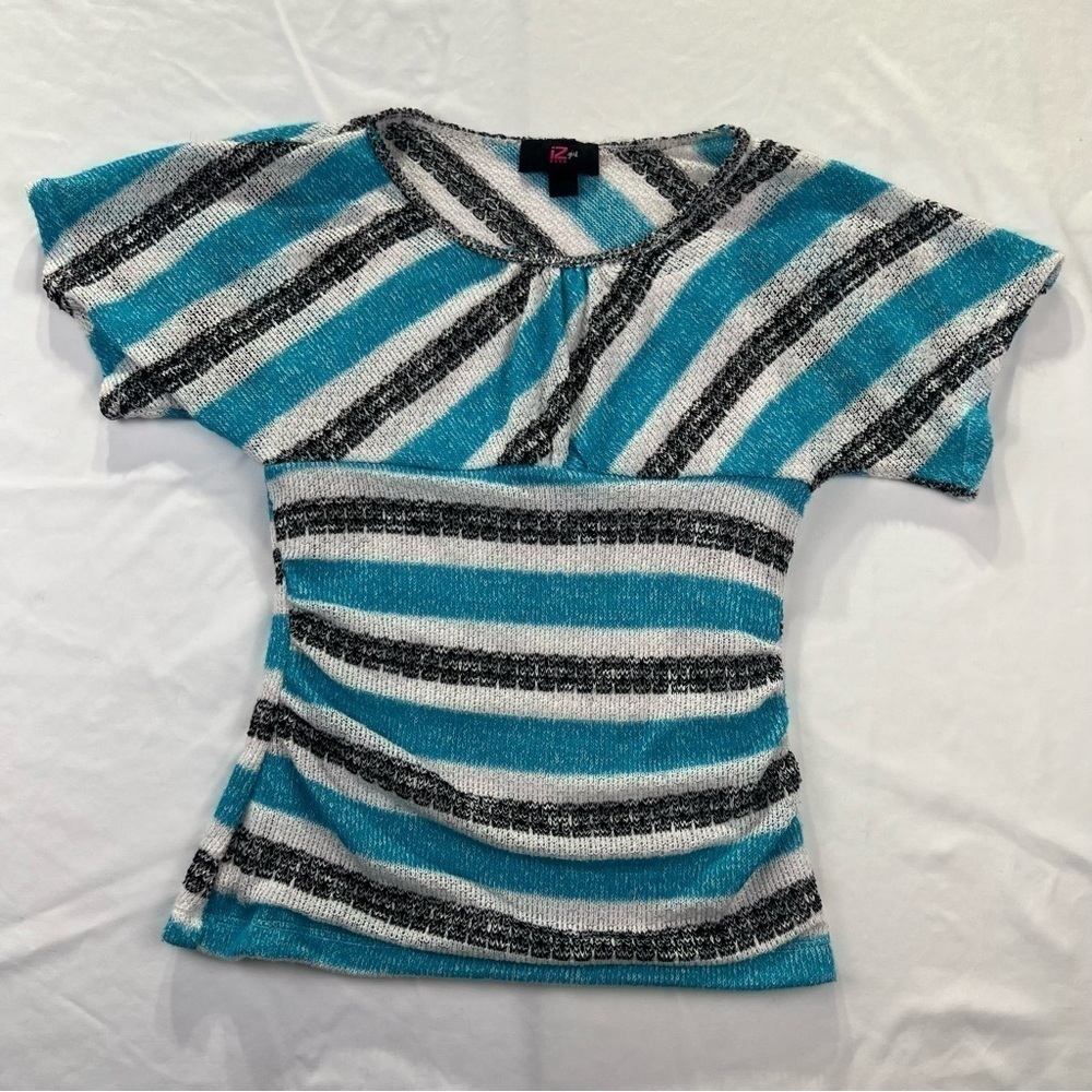 IZ Byers Girl - Short Sleeve Top - Teal, White, Black, Large (14-16)